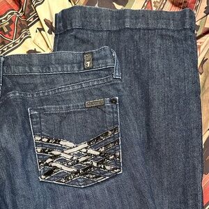 7 For All Mankind Dark Blue Wide Leg Jeans